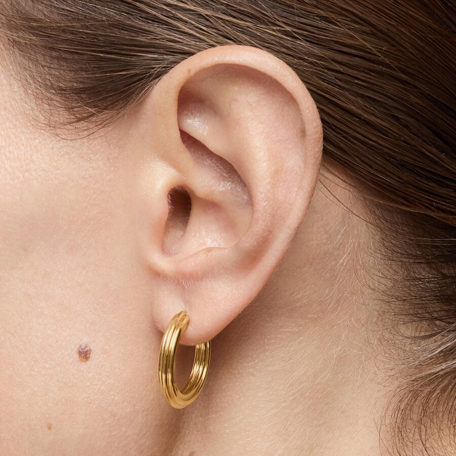 orecchini a cerchio placcati in oro 18kt su argento e motivo floreale tous 1950