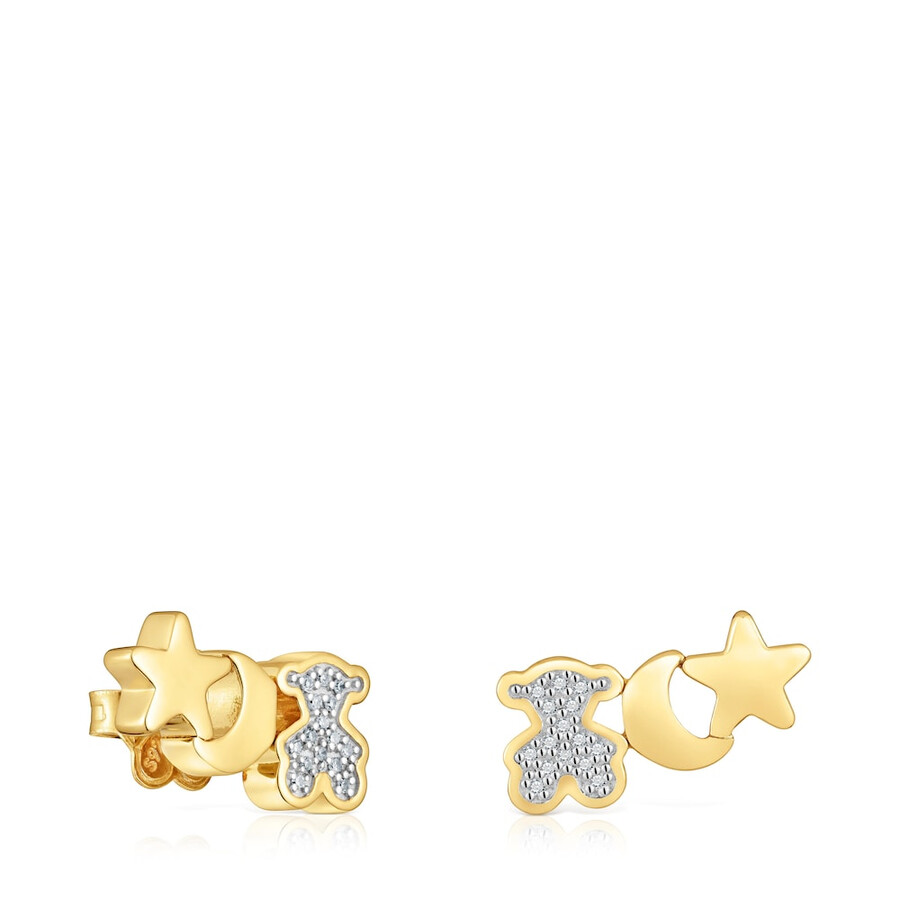 orecchini climber placcati in oro 18kt su argento con diamanti tous 1950