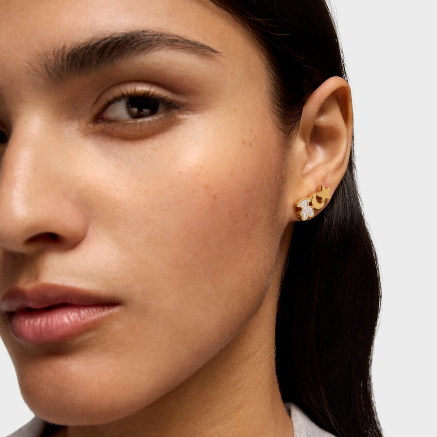 orecchini climber placcati in oro 18kt su argento con diamanti tous 1950