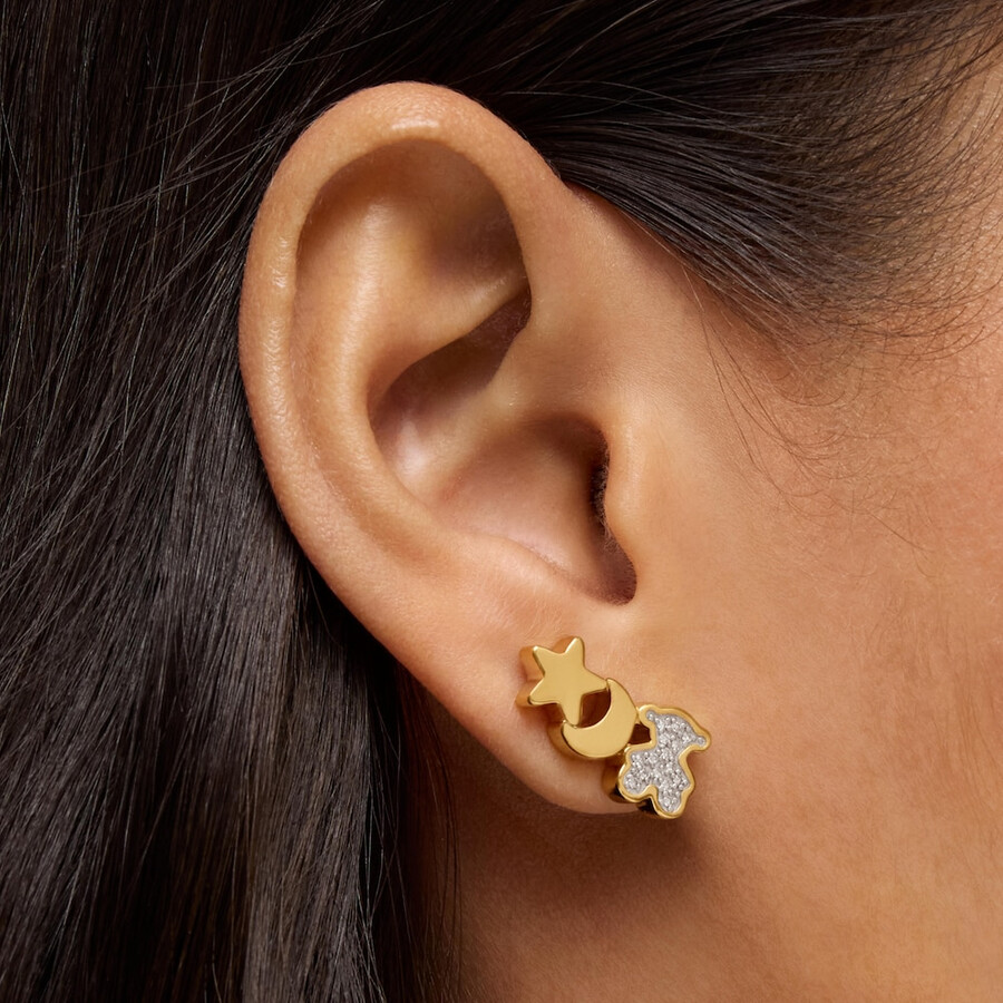 orecchini climber placcati in oro 18kt su argento con diamanti tous 1950