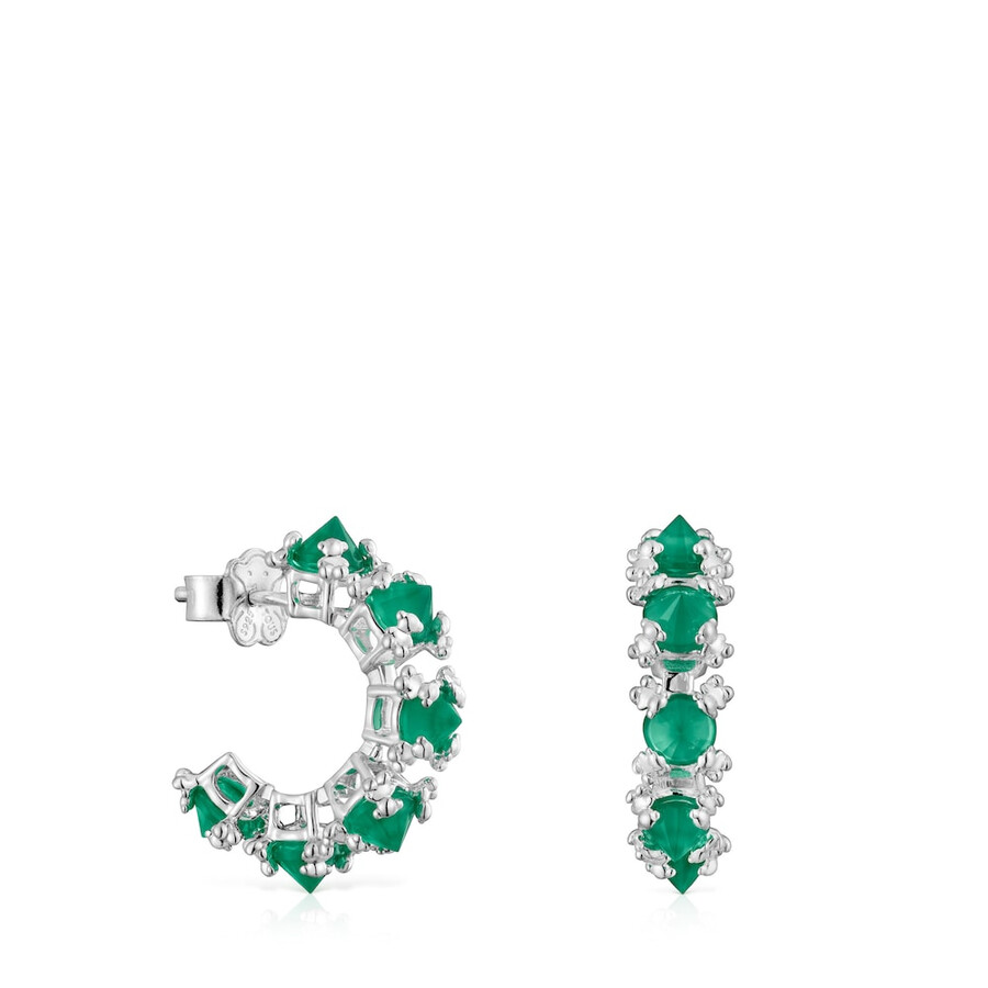orecchini a cerchio in argento con calcedonio color pills