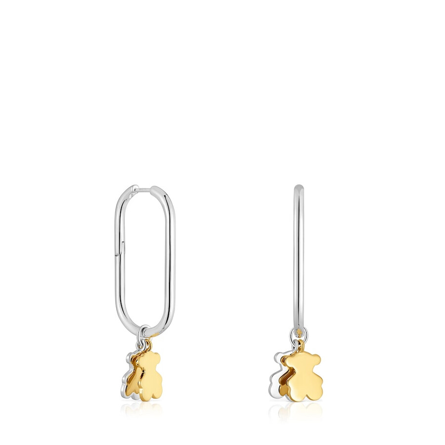 orecchini a cerchio bicolore sweet dolls con motivo a orso