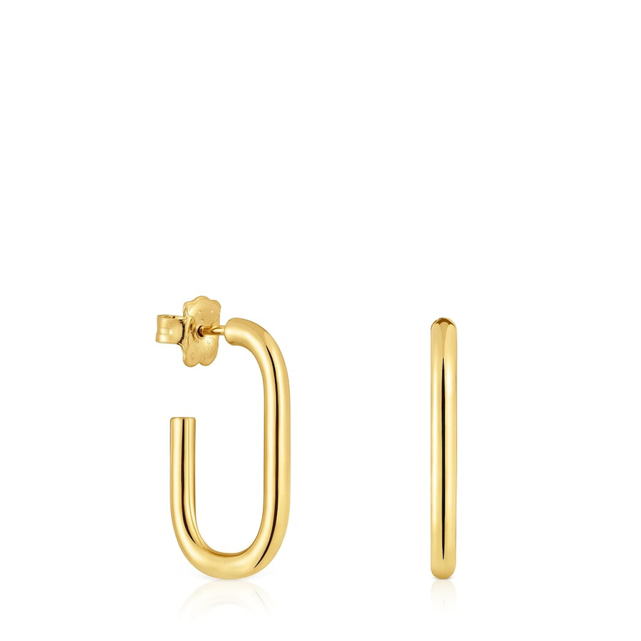 orecchini a cerchio lunghi da 25 mm con placcatura in oro 18kt su argento tous basics