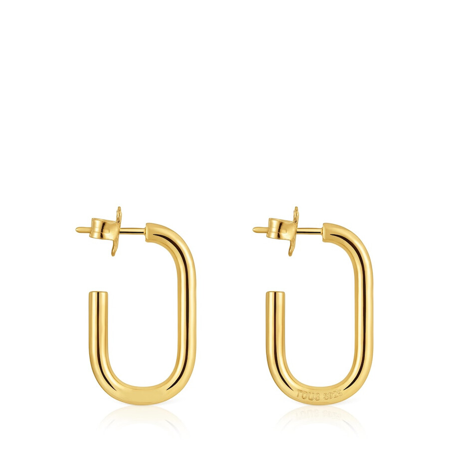 orecchini a cerchio lunghi da 25 mm con placcatura in oro 18kt su argento tous basics
