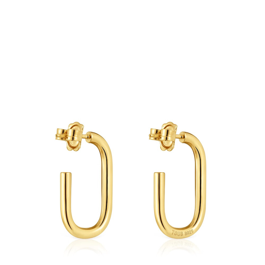 orecchini a cerchio lunghi da 25 mm con placcatura in oro 18kt su argento tous basics