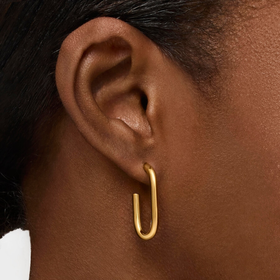 orecchini a cerchio lunghi da 25 mm con placcatura in oro 18kt su argento tous basics