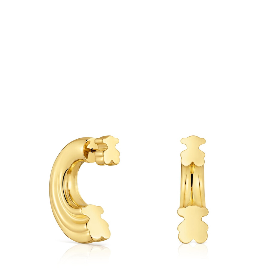orecchini a cerchio in argento placcato oro 18kt con motivo a orso tous 1950