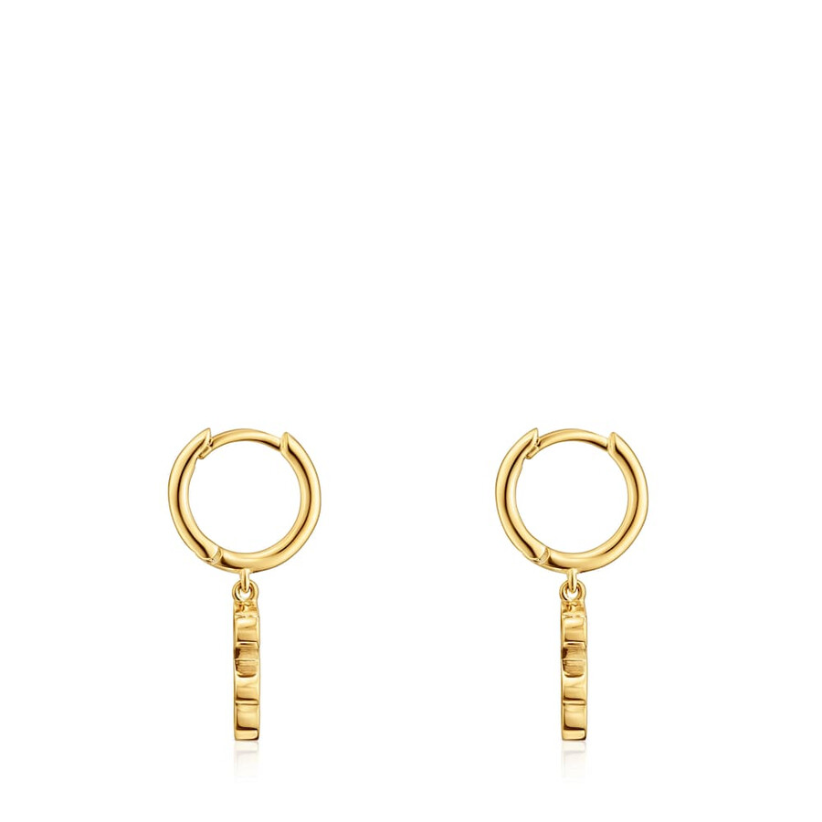 orecchini a cerchio placcati in oro 18kt su argento con ciondolo a forma di orso e placcati in oro 18kt su argento tous sweet dolls