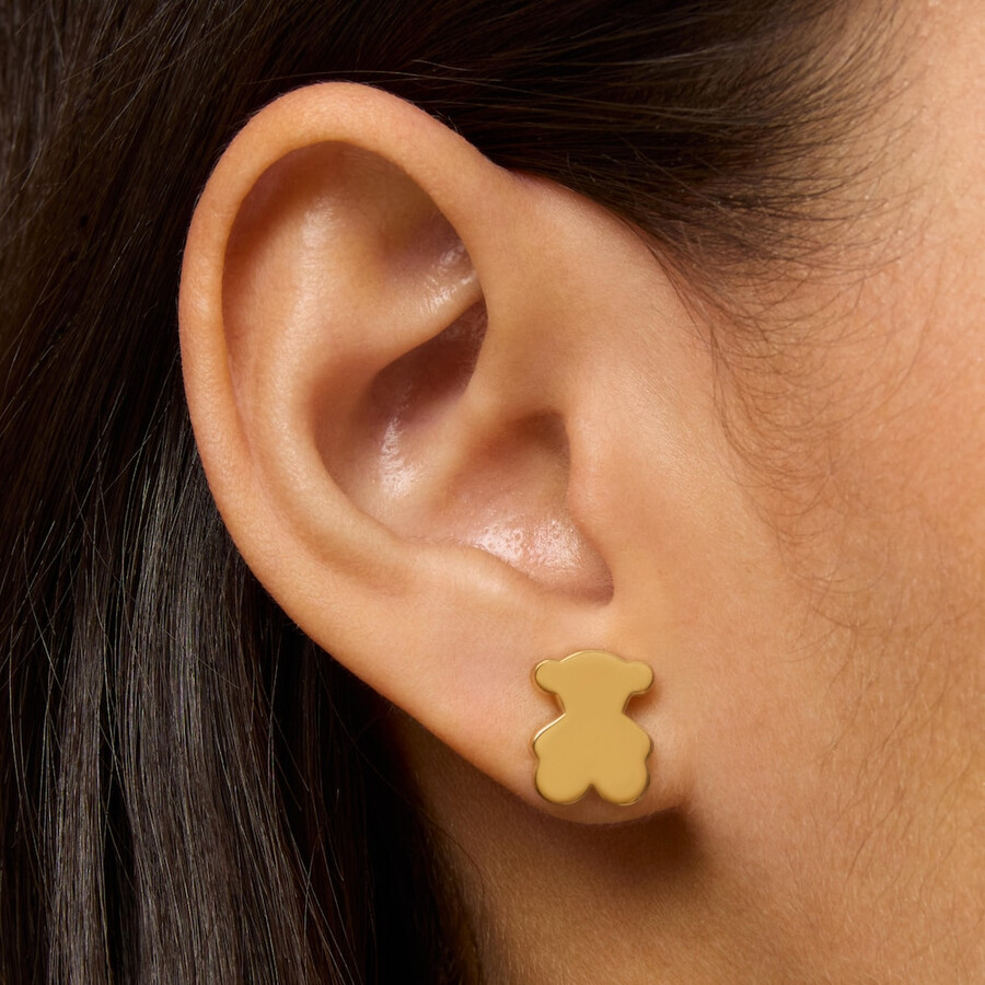 orecchini a forma di orso in argento placcato oro 18kt da 12 mm sweet dolls