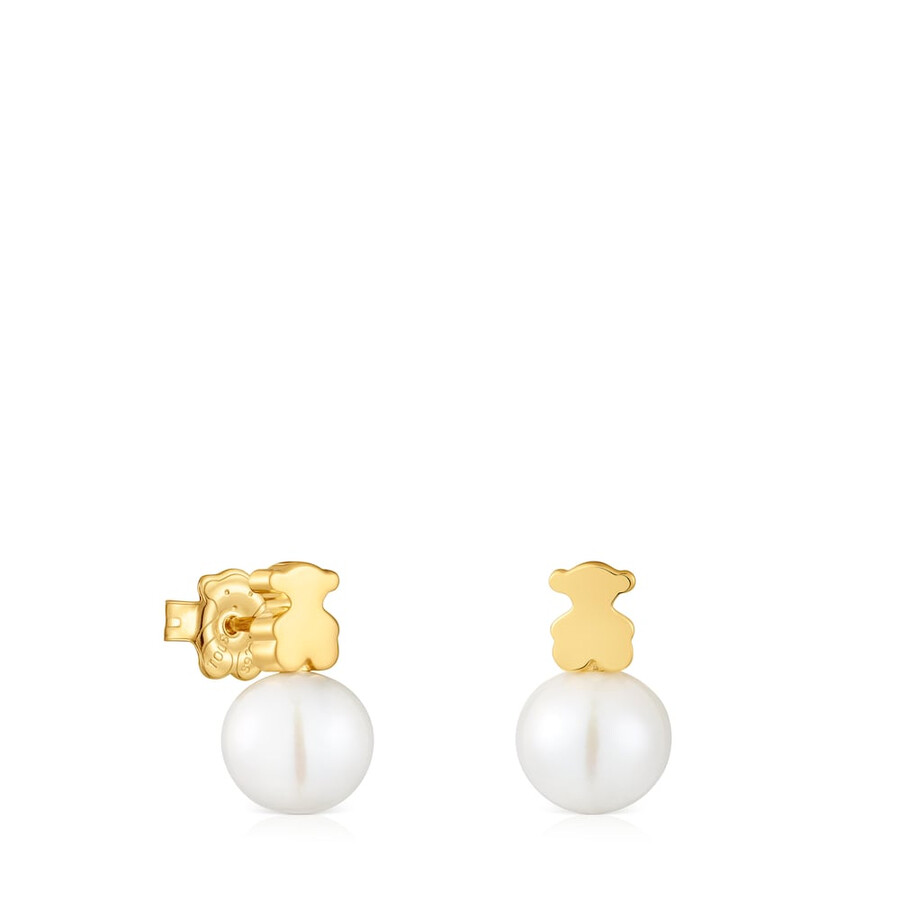 orecchini a forma di orso placcati in oro 18 carati su argento con perle dacqua dolce coltivate sweet dolls