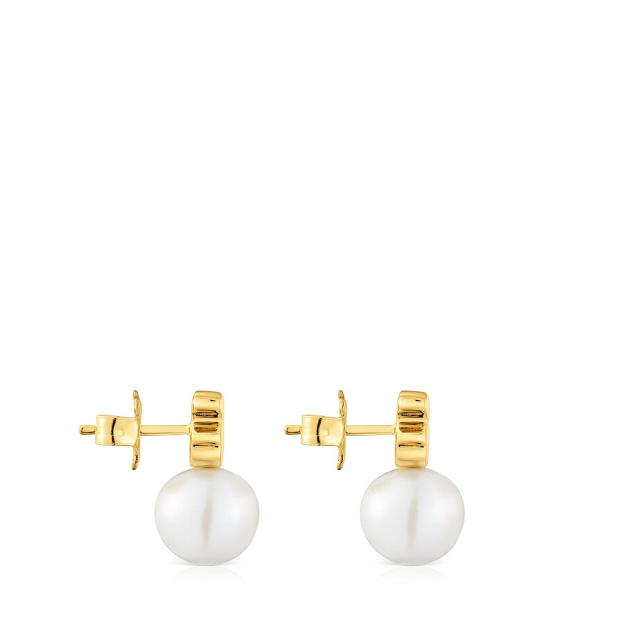 orecchini a forma di orso placcati in oro 18 carati su argento con perle dacqua dolce coltivate sweet dolls