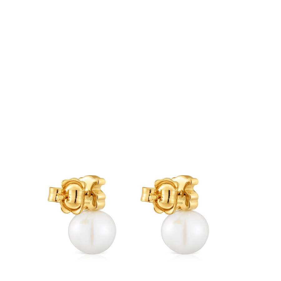 orecchini a forma di orso placcati in oro 18 carati su argento con perle dacqua dolce coltivate sweet dolls