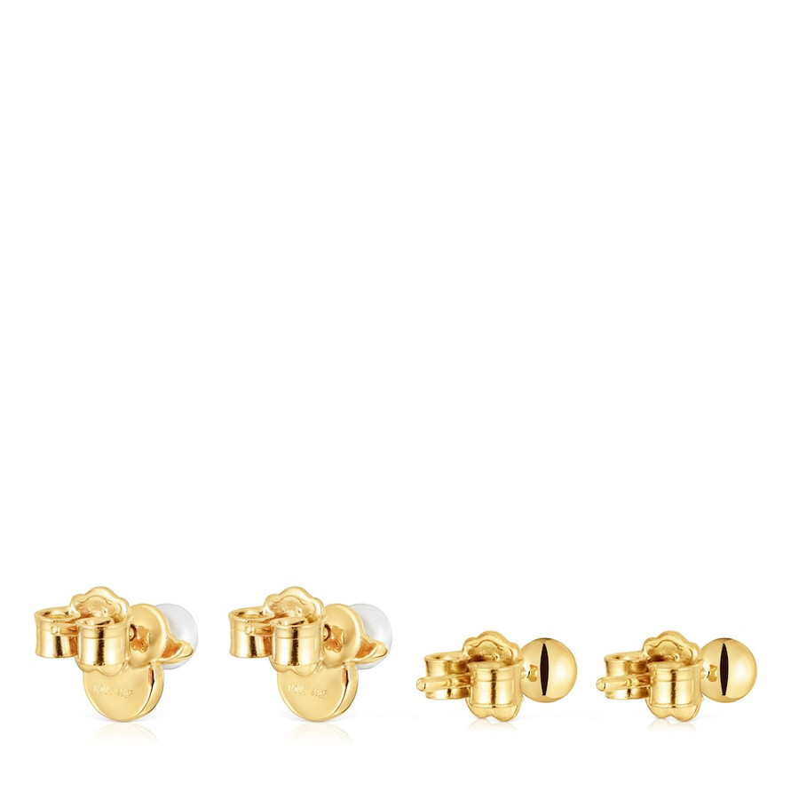 set di orecchini placcati in oro 18kt su argento con motivo a papera e perle coltivate virtual garden