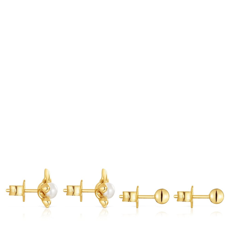 set di orecchini placcati in oro 18kt su argento con motivo tartaruga e perle coltivate virtual garden