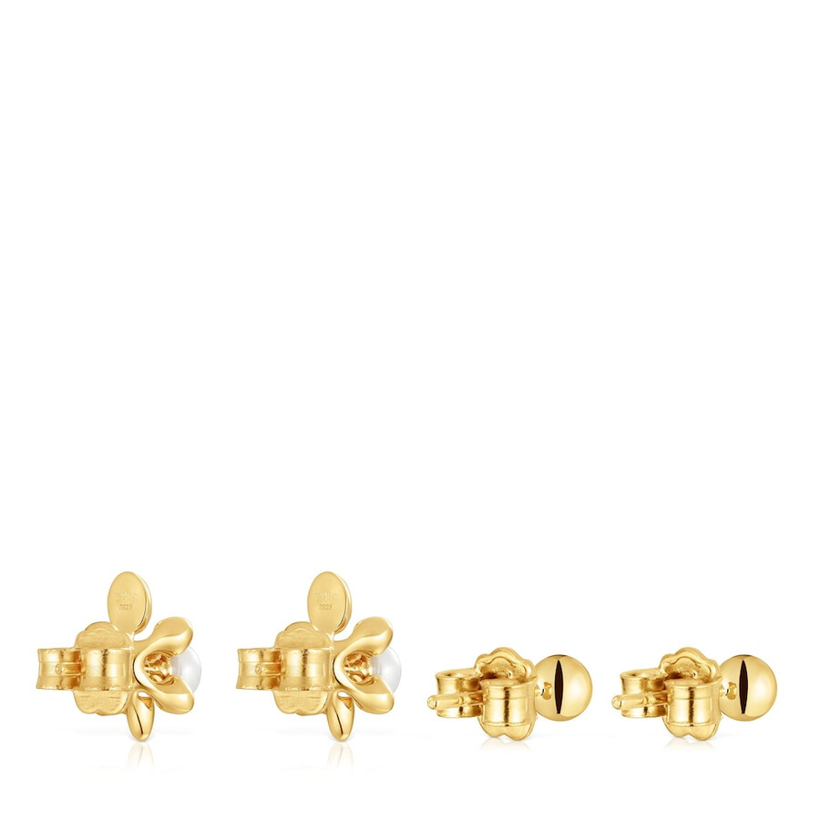 set di orecchini placcati in oro 18kt su argento con motivo tartaruga e perle coltivate virtual garden