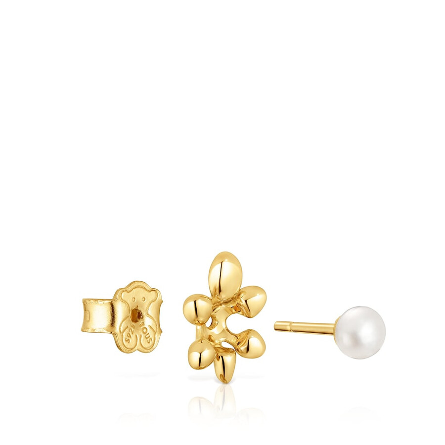 set di orecchini placcati in oro 18kt su argento con motivo tartaruga e perle coltivate virtual garden