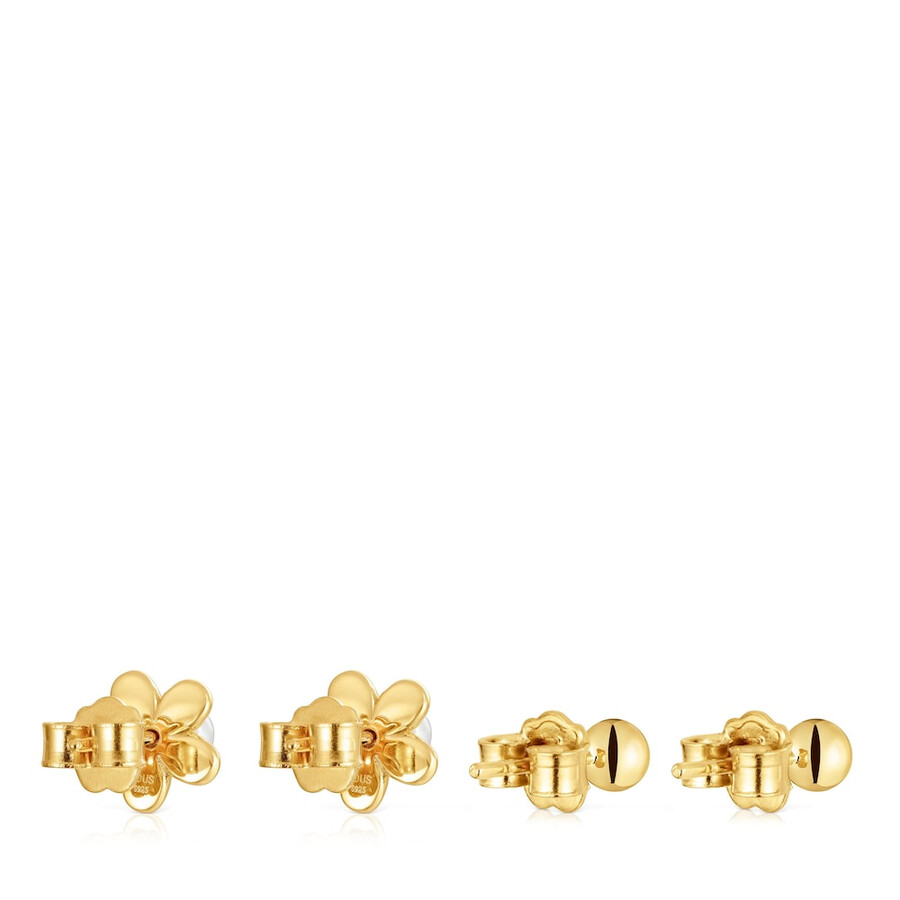 set di orecchini placcati in oro 18kt su argento con motivo floreale e perle coltivate virtual garden