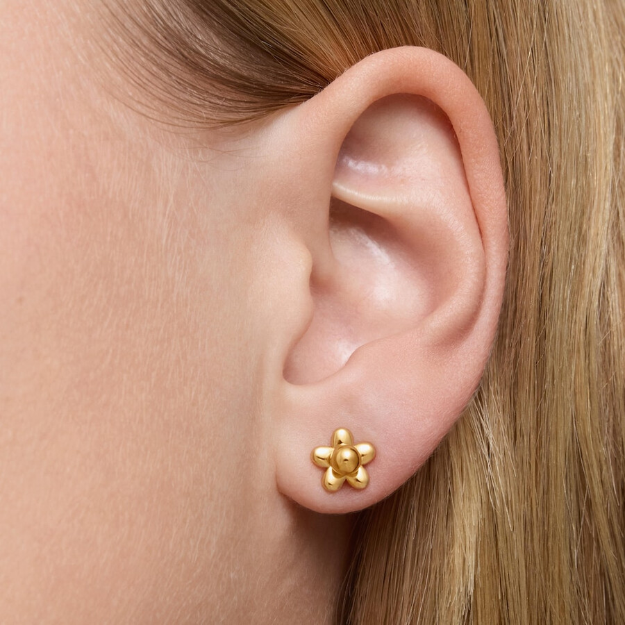 set di orecchini placcati in oro 18kt su argento con motivo floreale e perle coltivate virtual garden