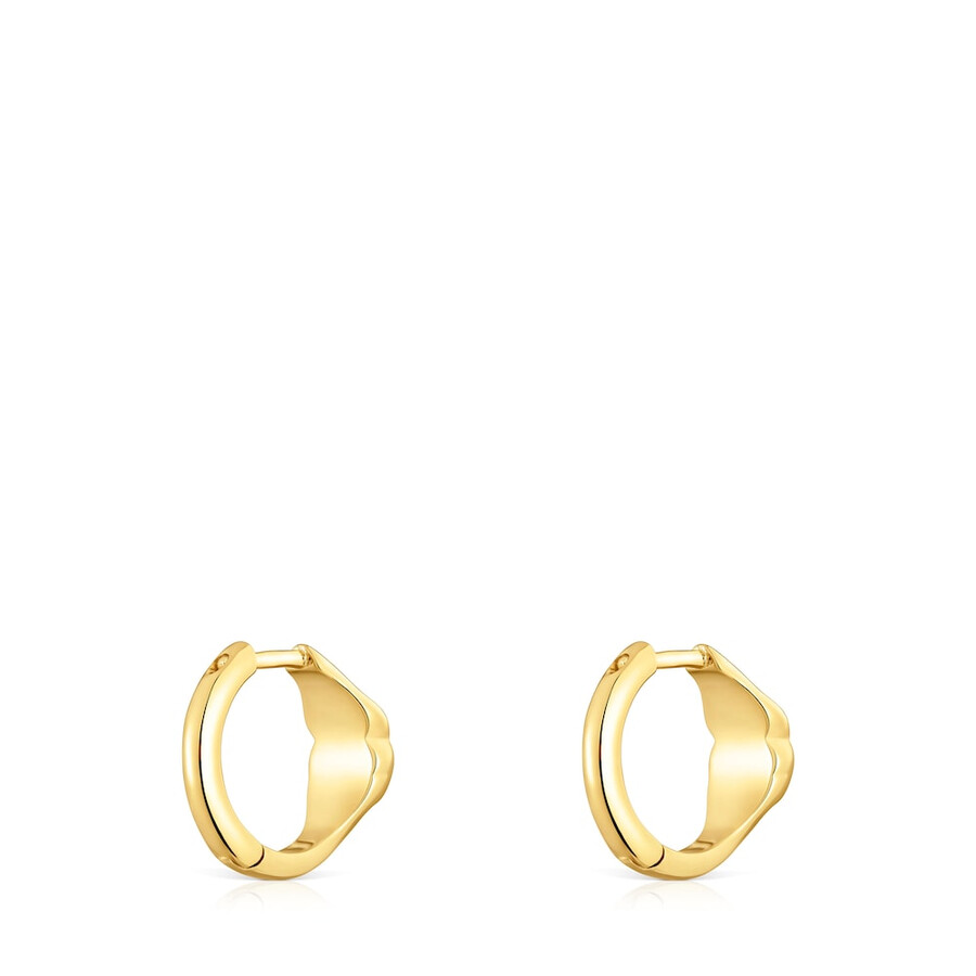 orecchini a cerchio in oro 18kt su argento da 10 mm con motivo a orso in onice tous icon color