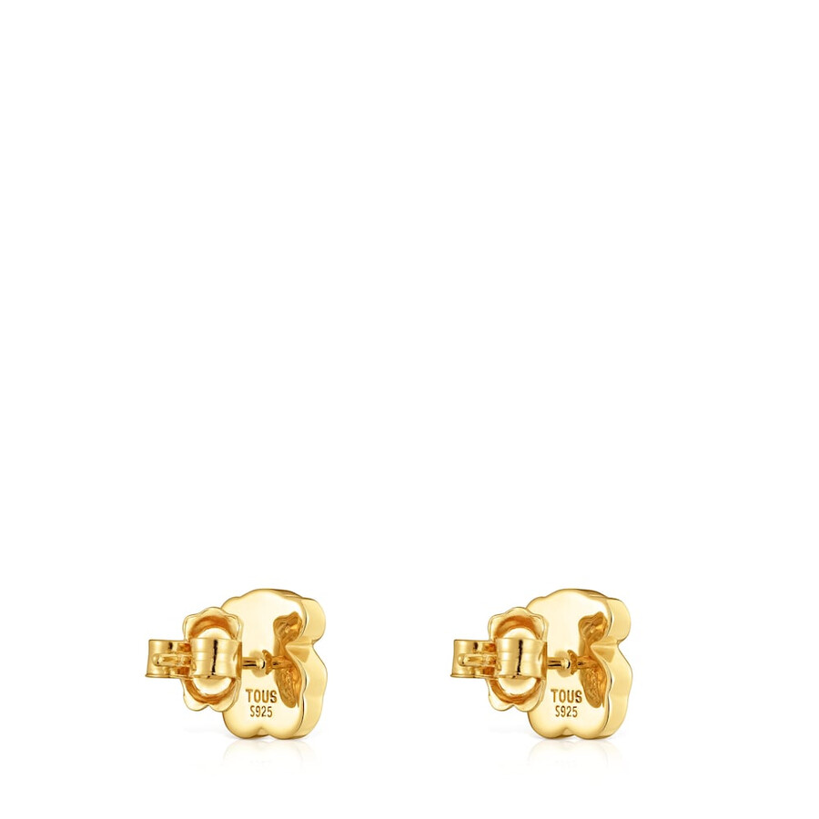 orecchini tous icon color placcati in oro 18kt da 10 mm su argento e onice con orso
