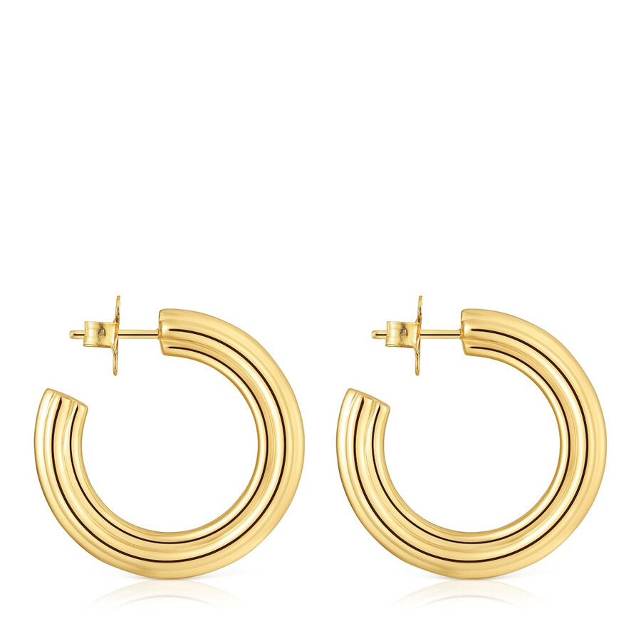 orecchini a cerchio lunghi in argento placcato oro 18kt con motivo floreale tous 1950