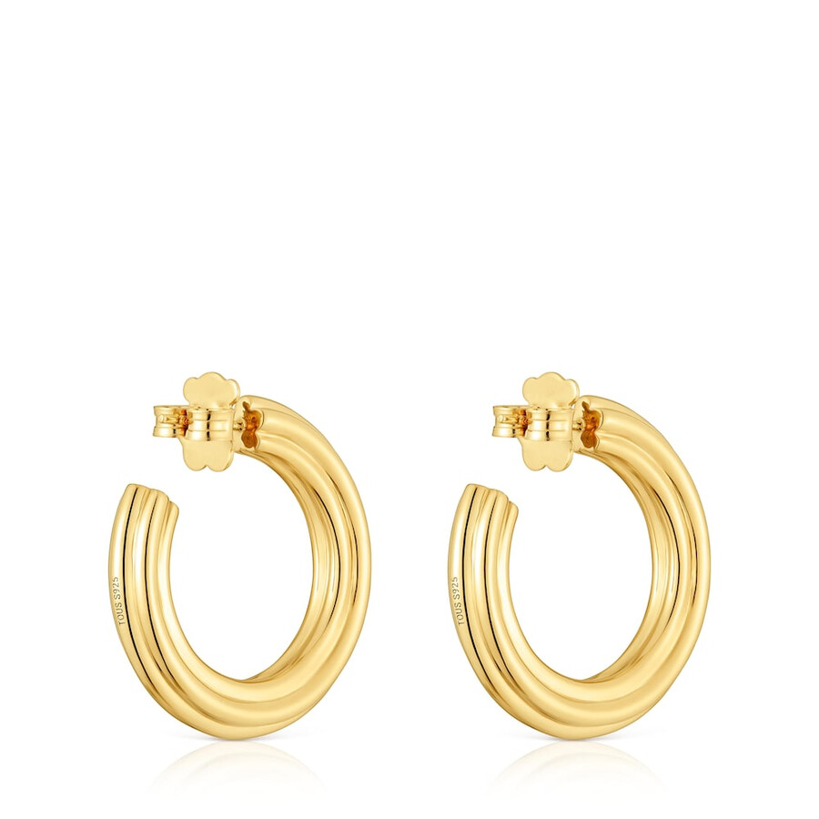 orecchini a cerchio lunghi in argento placcato oro 18kt con motivo floreale tous 1950