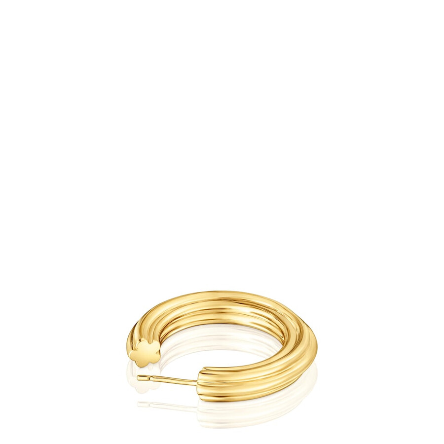 orecchini a cerchio lunghi in argento placcato oro 18kt con motivo floreale tous 1950