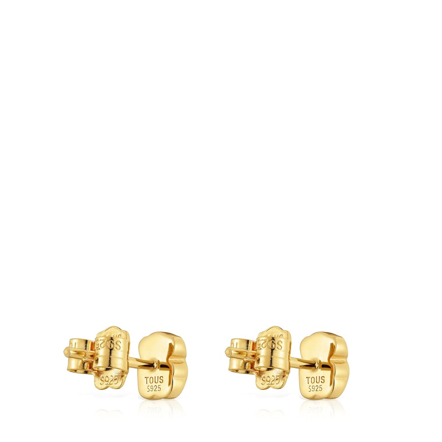 orecchini a forma di orso in argento placcato oro 18kt da 6 mm con onice tous icon color