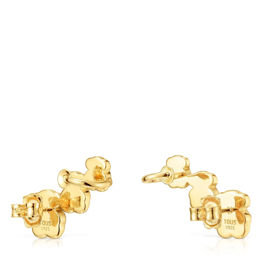 orecchini climber placcati in oro 18kt su argento con motivi a forma di orso in onice tous icon color