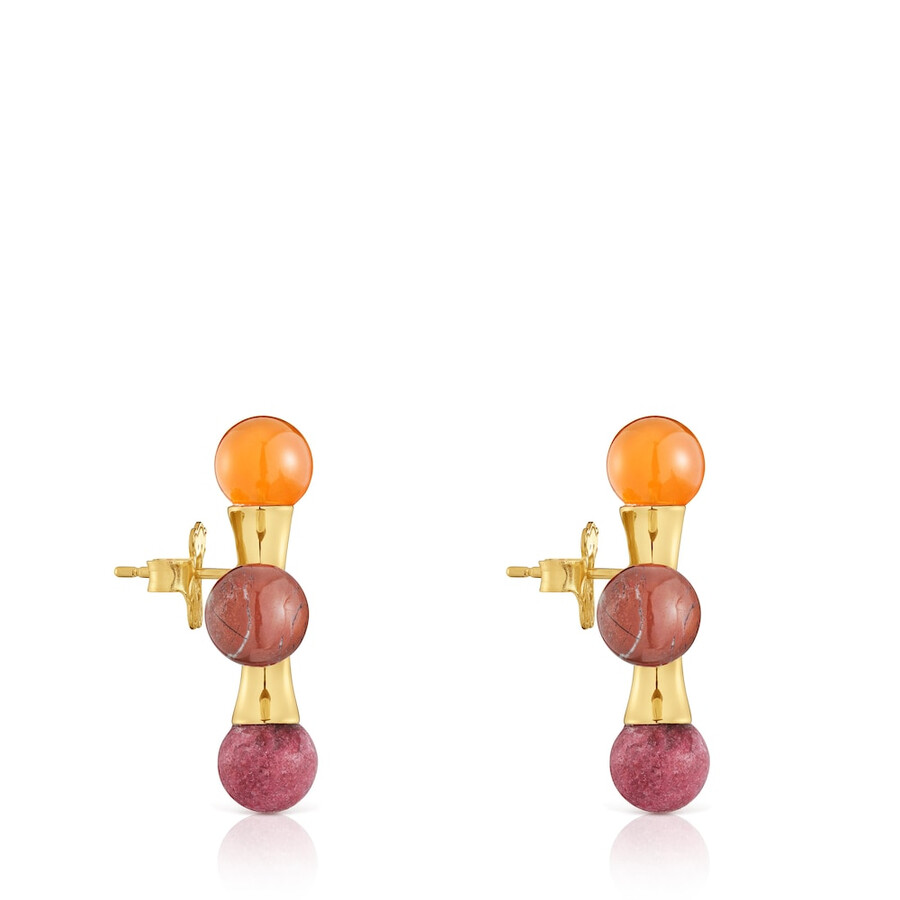 orecchini placcati in oro 18kt su argento con pietre preziose tous x lea colombo