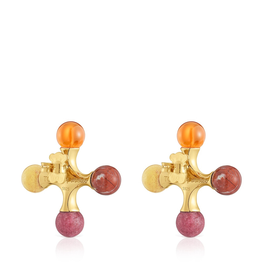 orecchini placcati in oro 18kt su argento con pietre preziose tous x lea colombo