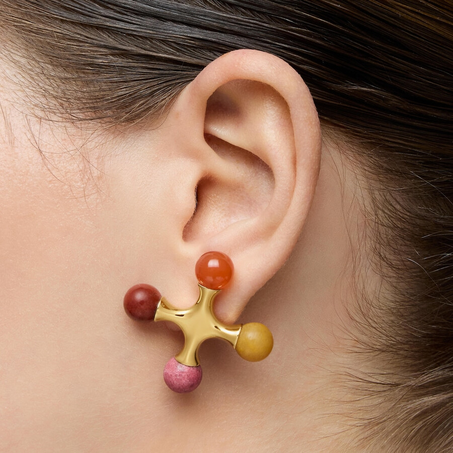 orecchini placcati in oro 18kt su argento con pietre preziose tous x lea colombo