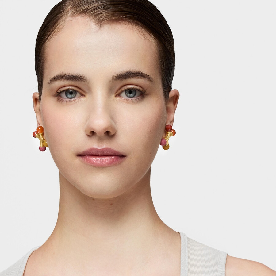 orecchini placcati in oro 18kt su argento con pietre preziose tous x lea colombo