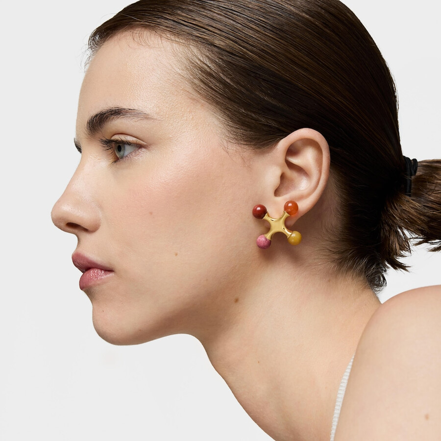 orecchini placcati in oro 18kt su argento con pietre preziose tous x lea colombo