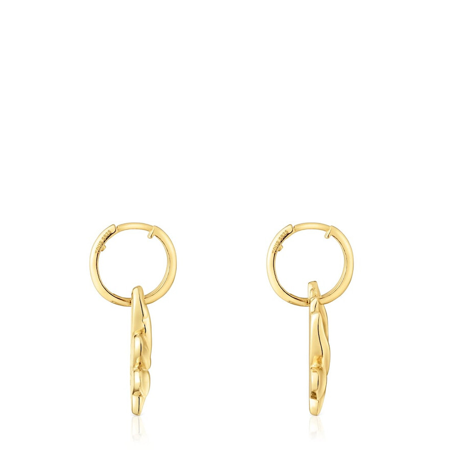 orecchini a cerchio corti placcati in oro 18kt su argento con motivo tous yagrumo