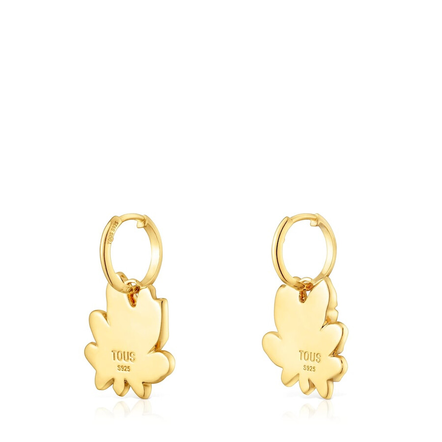 orecchini a cerchio corti placcati in oro 18kt su argento con motivo tous yagrumo
