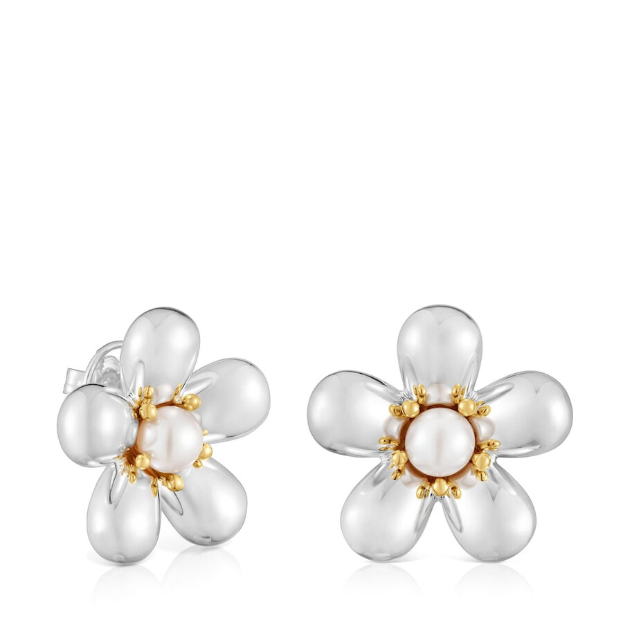 orecchini a fiore bicolore con perle coltivate da 27 mm margherita