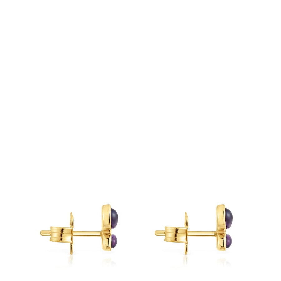 orecchini con placcatura in oro 18kt su argento e margherita in ametista
