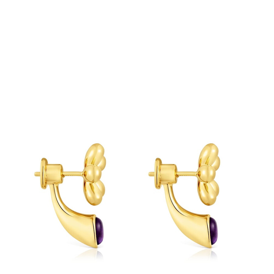 orecchini a forma di fiore con placcatura in oro 18kt su argento e margherita in ametista