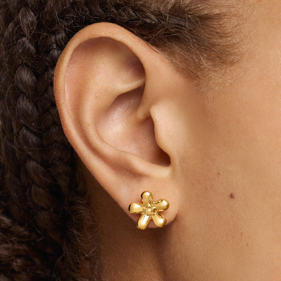 orecchini a forma di fiore con placcatura in oro 18kt su argento e margherita in ametista