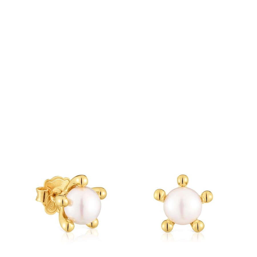 orecchini placcati in oro 18kt su argento con perle coltivate tous garden