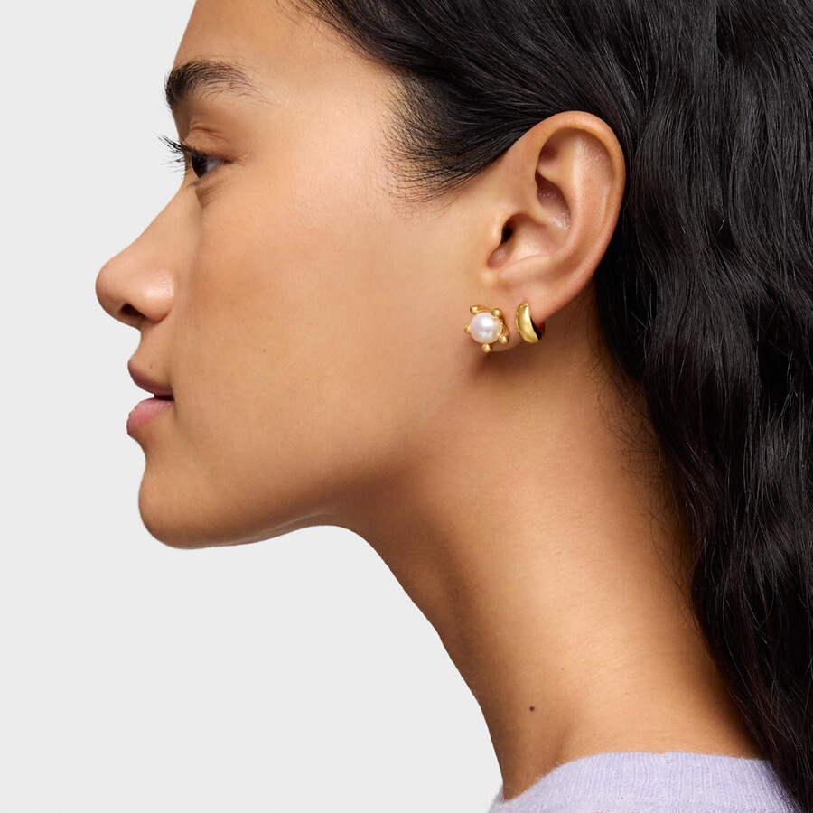 orecchini placcati in oro 18kt su argento con perle coltivate tous garden