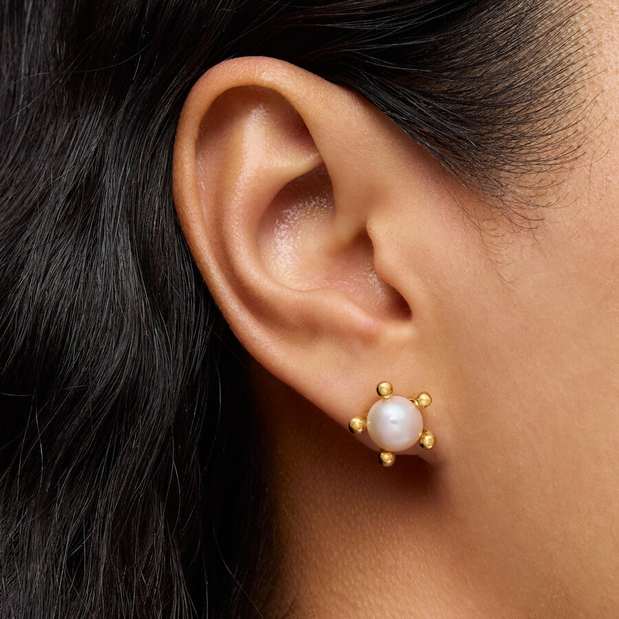 orecchini placcati in oro 18kt su argento con perle coltivate tous garden