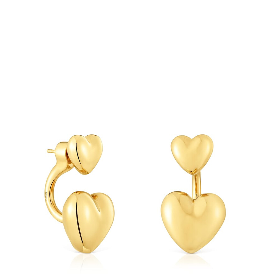 orecchini corti placcati in oro 18kt su argento con motivo a cuore garden of love