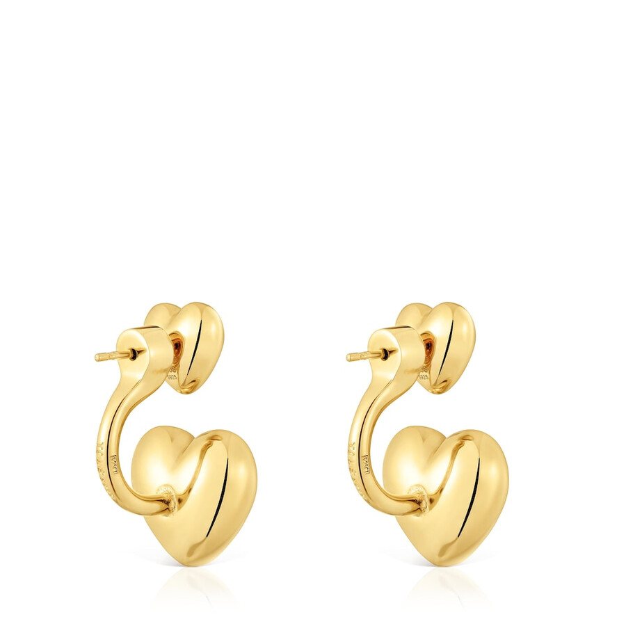 orecchini corti placcati in oro 18kt su argento con motivo a cuore garden of love