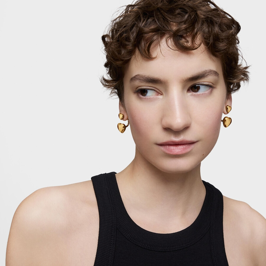 orecchini corti placcati in oro 18kt su argento con motivo a cuore garden of love