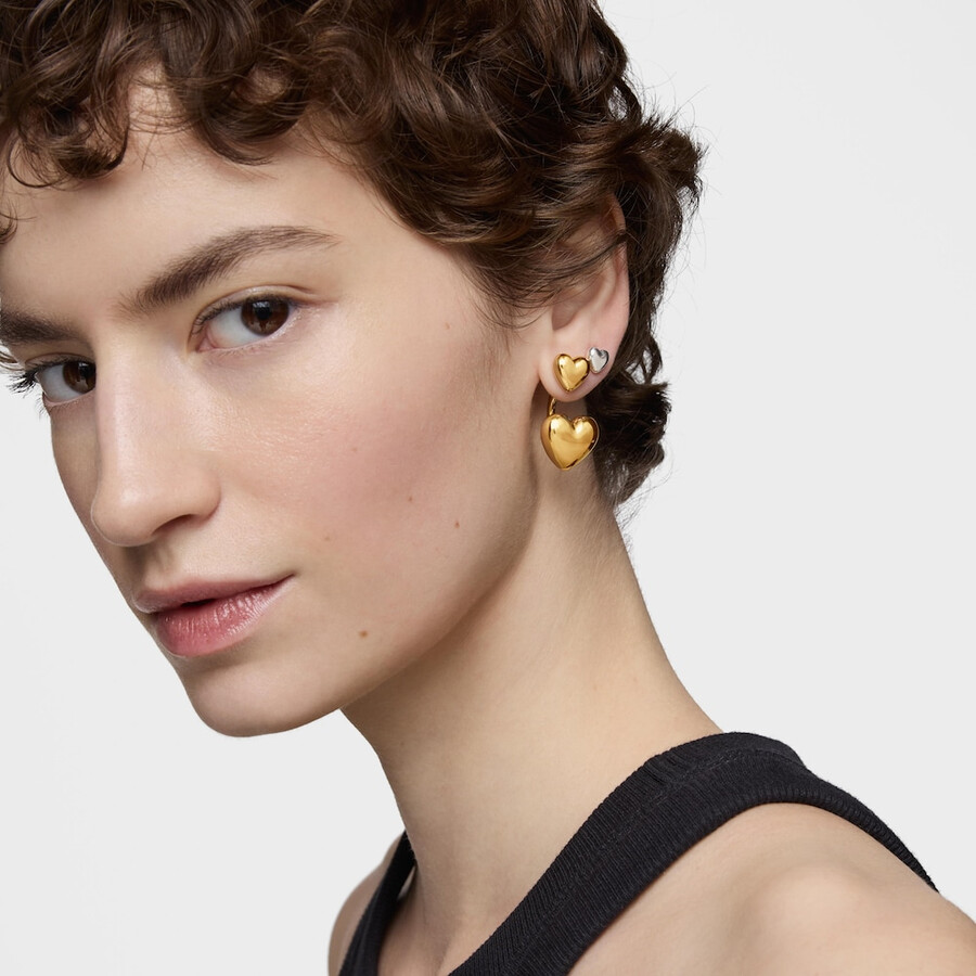 orecchini corti placcati in oro 18kt su argento con motivo a cuore garden of love
