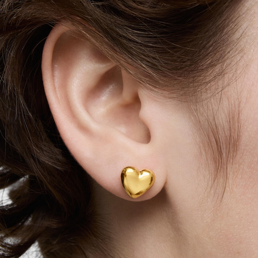 orecchini corti placcati in oro 18kt su argento con motivo a cuore garden of love