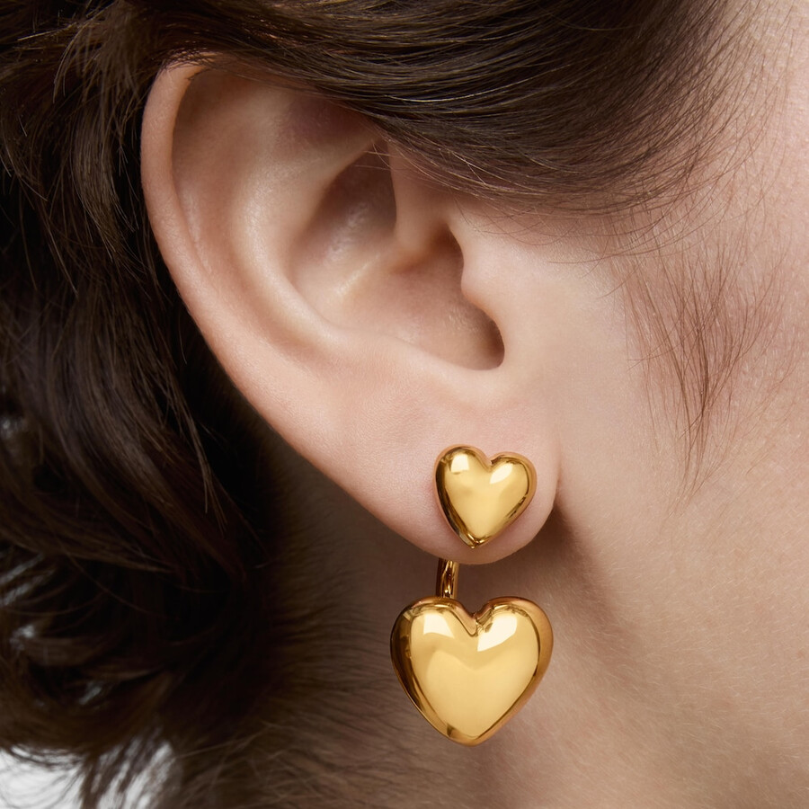 orecchini corti placcati in oro 18kt su argento con motivo a cuore garden of love