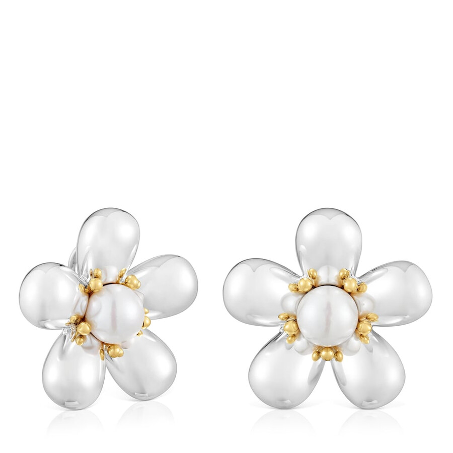 orecchini a fiore bicolore con perle coltivate da 36 mm margherita